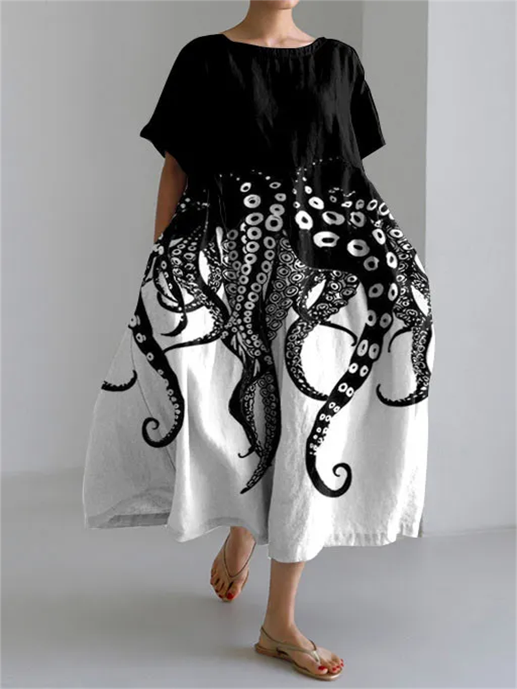 TESSA | TENTACLE PRINT SHORT SLEEVE DRESS