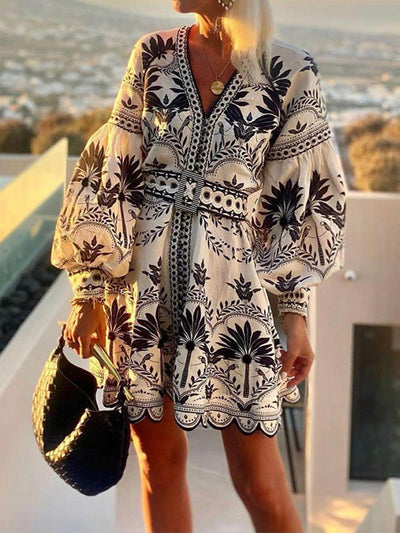 Laila | Printed Beach Loose Mini Dress