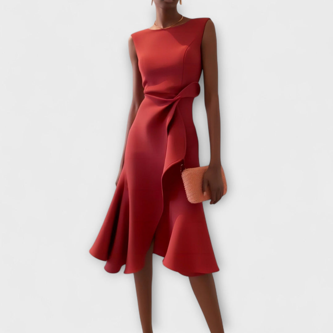 Cornelia | Pleated Asymmetrical Midi Dress
