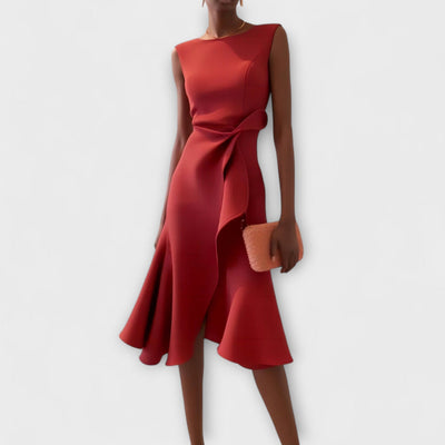 Cornelia | Pleated Asymmetrical Midi Dress