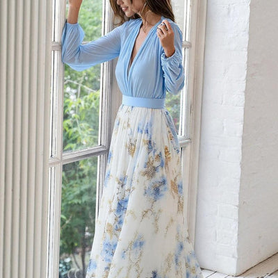 Anya | Elegant maxi dress with deep V-neck