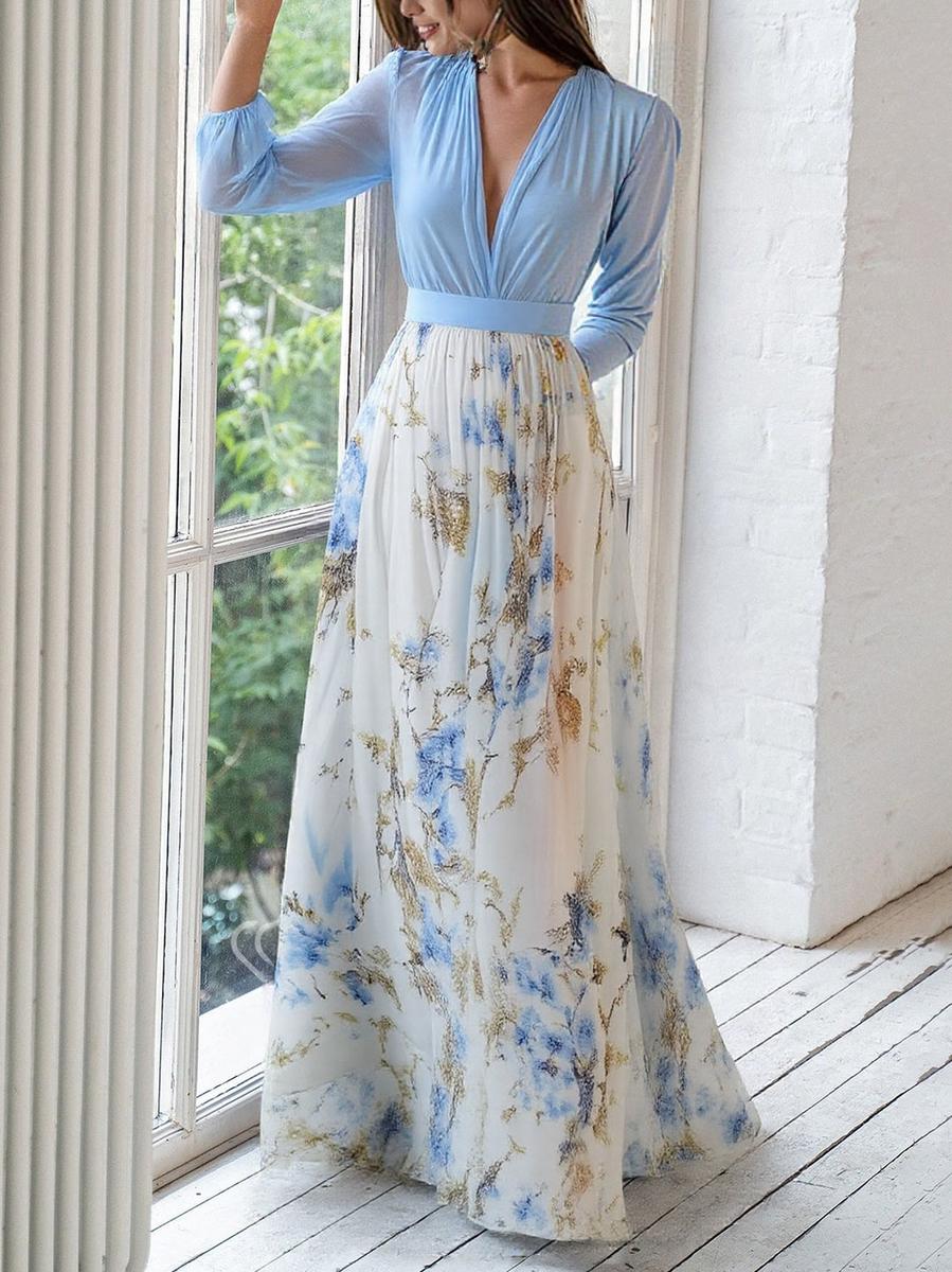 Elena | Elegant Long Dress with Floral Pattern