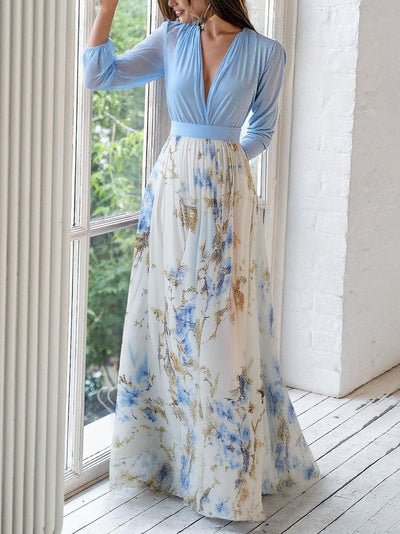 Elena | Elegant Long Dress with Floral Pattern