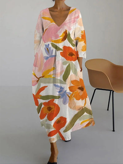 ISLA | Summer V-Neck Dress with Floral Pattern
