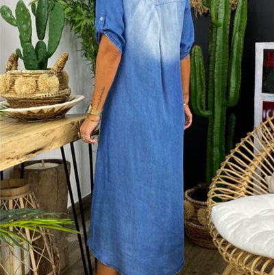 Ilse | Summer V-Neck Half Denim Dress