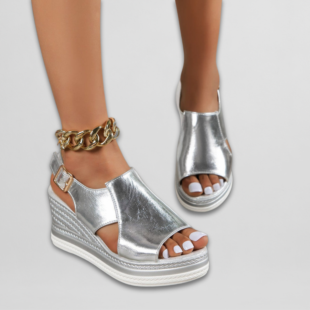 Rea | Shimmer Heeled Wedge Sandals