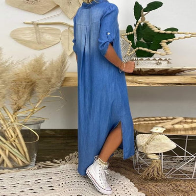Ilse | Summer V-Neck Half Denim Dress