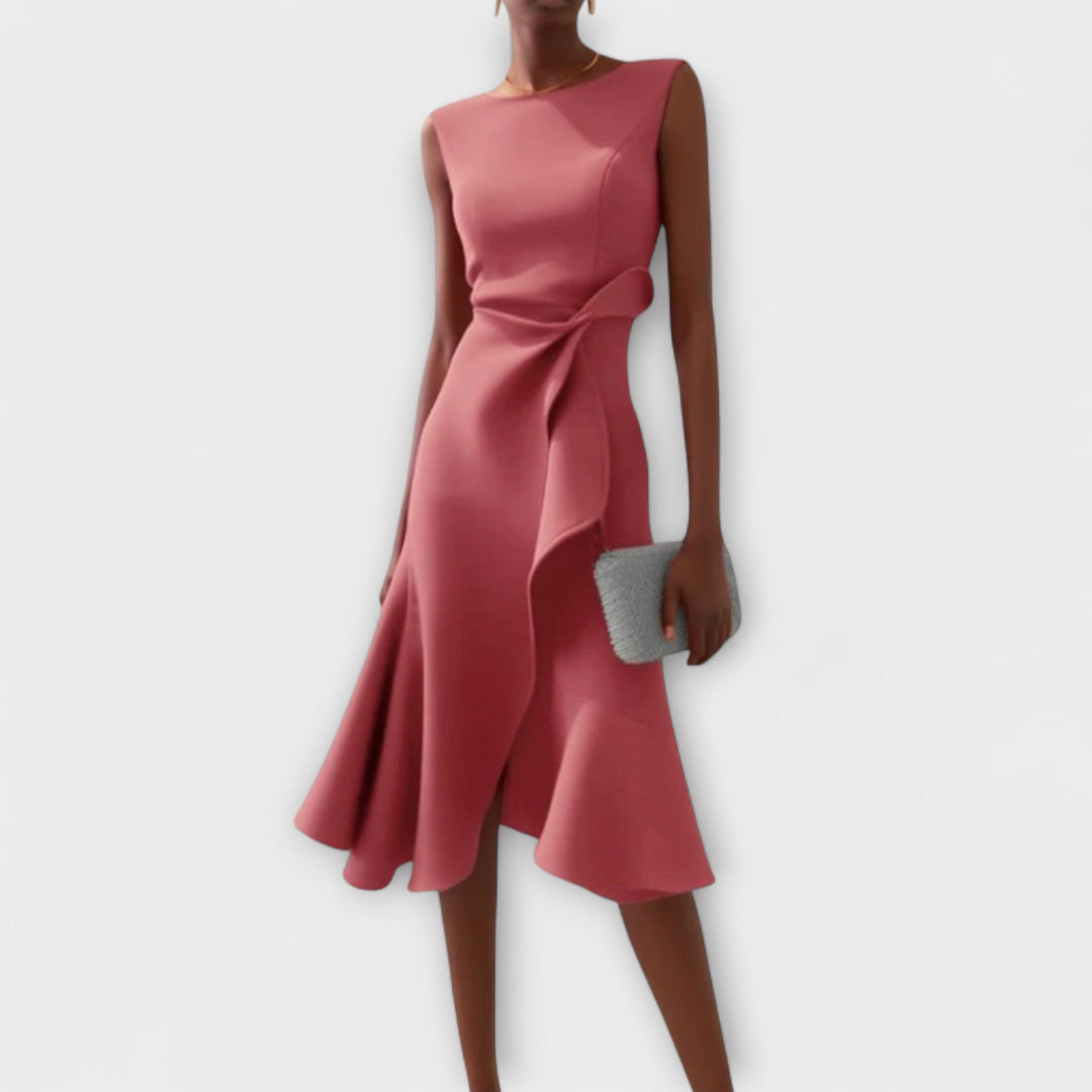 Cornelia | Pleated Asymmetrical Midi Dress
