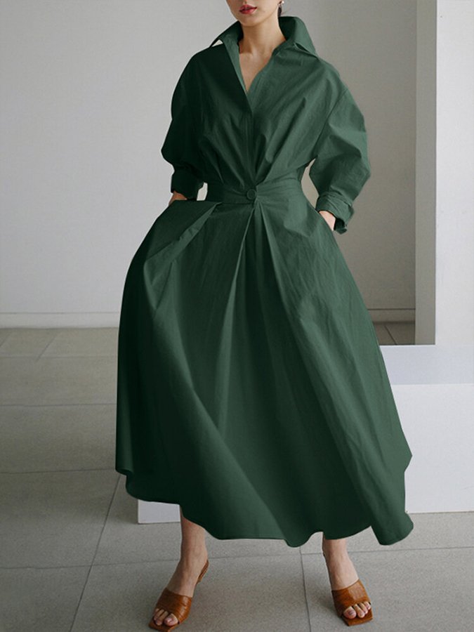 Brynn | Chic Polo Collar A-Line Swing Dress