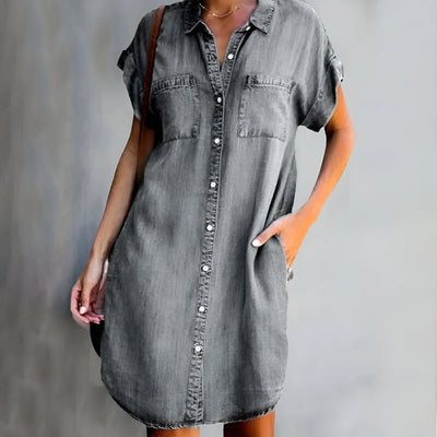 Bruna | Relaxed Shirt Dress with Button Closure