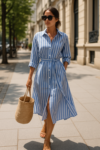 Renata | Striped Dress with Collar