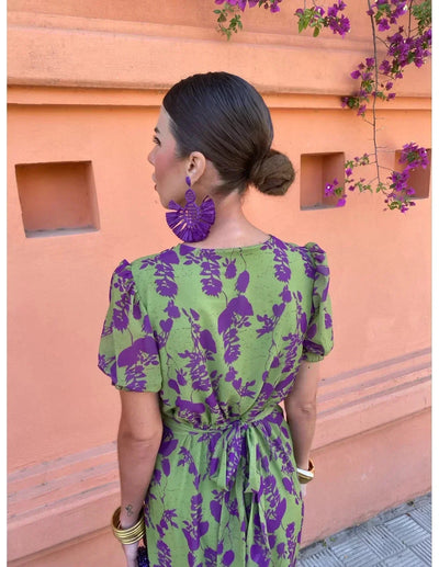 Lucy | Boho V-Neck Floral Pleated Dress