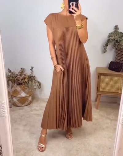 Sophia | Elegant Spliced Pleated Maxi Dress