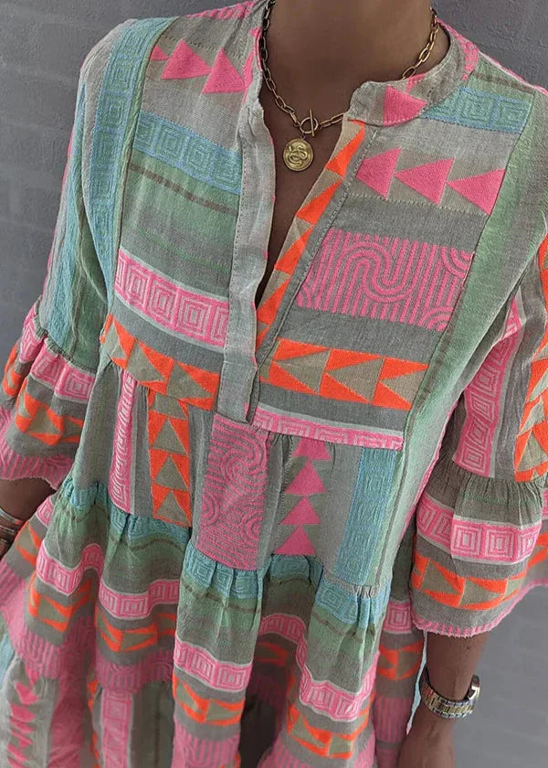 Ava | Chic V-Neck Hemp Summer Dress