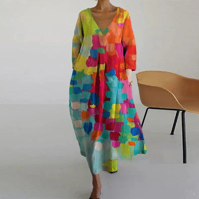 Cecilia | Colourful V-Neck Dress