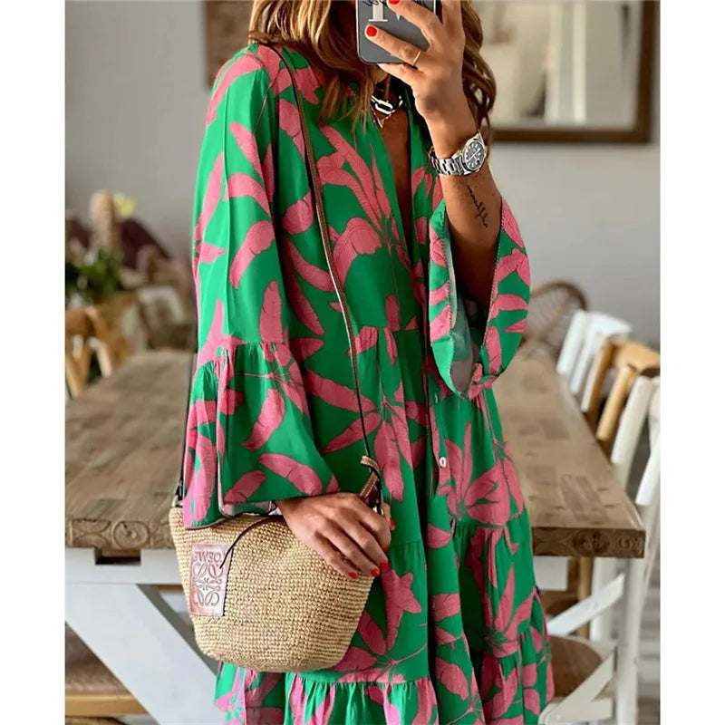Aveline | Boho Bloom Midi Dress