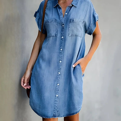 Bruna | Relaxed Shirt Dress with Button Closure