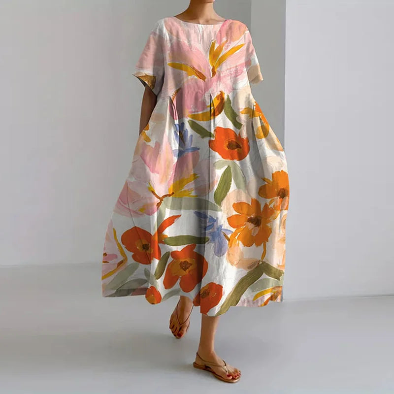 ISLA | Summer V-Neck Dress with Floral Pattern