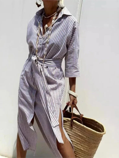 Renata | Striped Dress with Collar